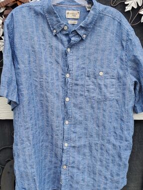 Original Weatherproof Mens XL Short-Sleeve Button Down Shirt - Light Blue